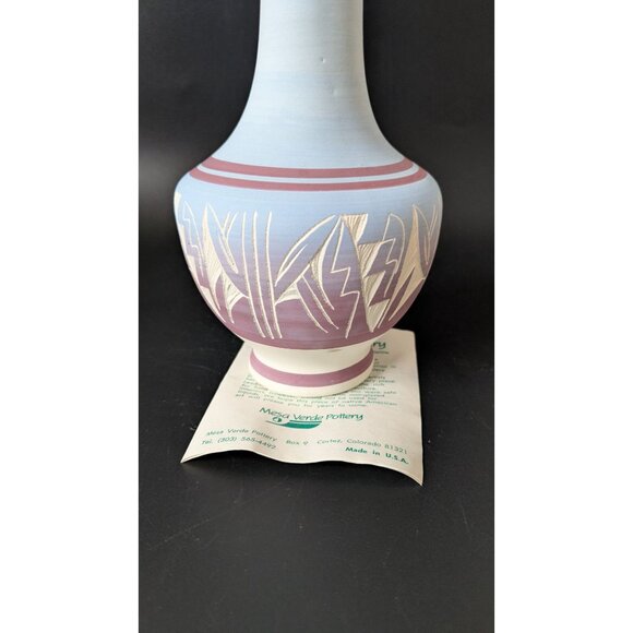 Mesa Verde Navajo Pottery Vase Signed By Artist With Geometric Design - Picture 7 of 14